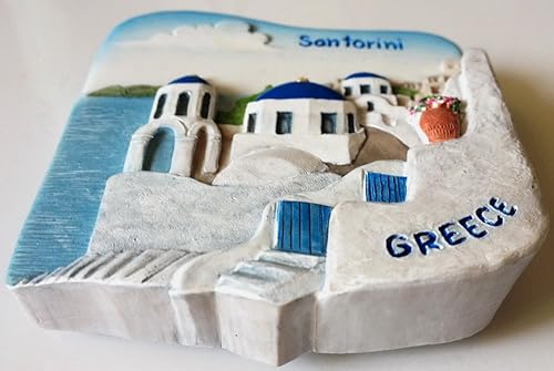 Vista 2 de WitnyStore Pequeña isla de Santorini Grecia Europa del sur Atracciones turísticas Resina Refrigerador Imán Viajero Recuerdo Regalo Memento 3D Imanes