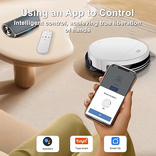 Miniatura 4 de Robot aspirador y trapeador súper delgado, aplicación de potencia de succión silenciosa, control de altavoz IA de Tienda y Google, recarga