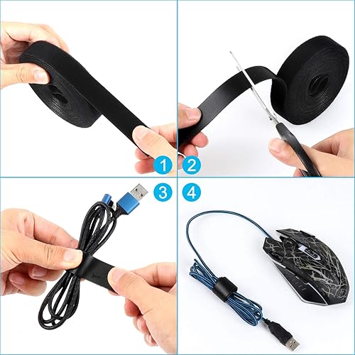 Miniatura 3 de Cinta de sujeción para cables, cinta de nailon de sujeción reutilizable, rollo de bucle de gancho de doble cara de 34 pulgadas (10 yardas)