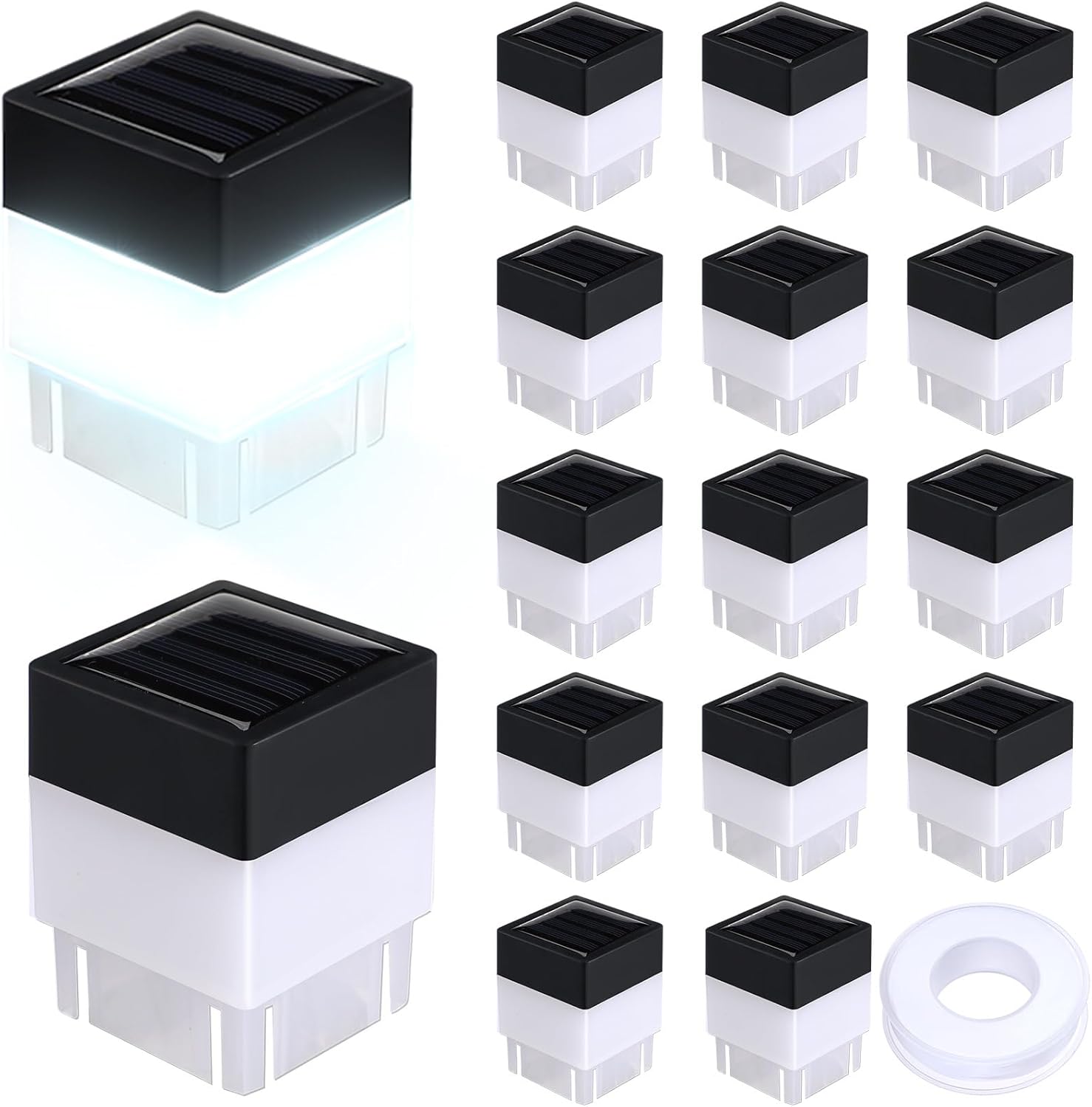 Tujoe 20 Pack Solar Fence Post Cap Lights 2In x 2In (5cm x 5cm) (Warm Yellow)