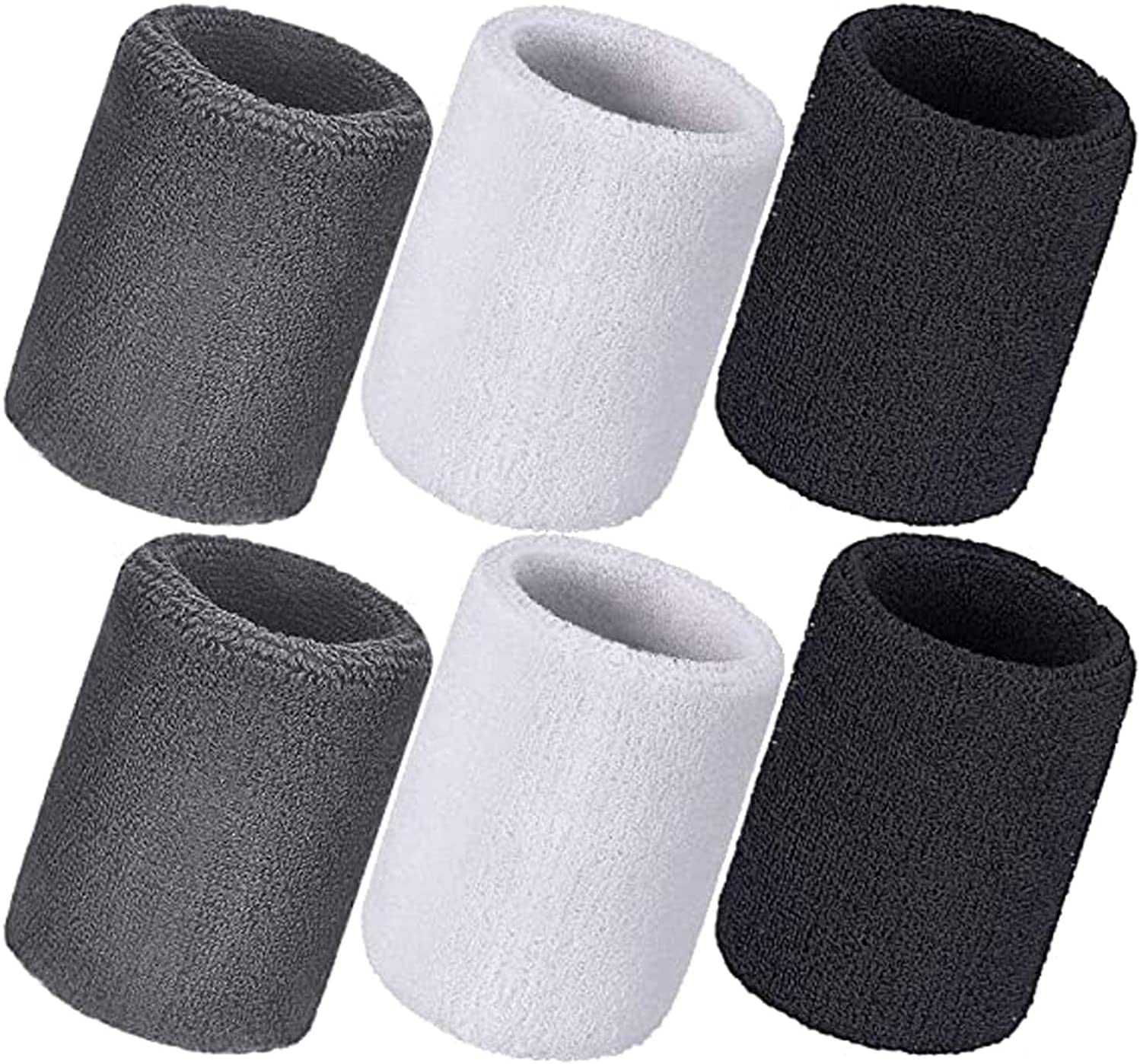 KASTWAVE6 Pack Sweatbands Sports Wristband Cotton Sweat Band for Men and Women, Good for Tennis, Basketball, Running, Gym, Working Out