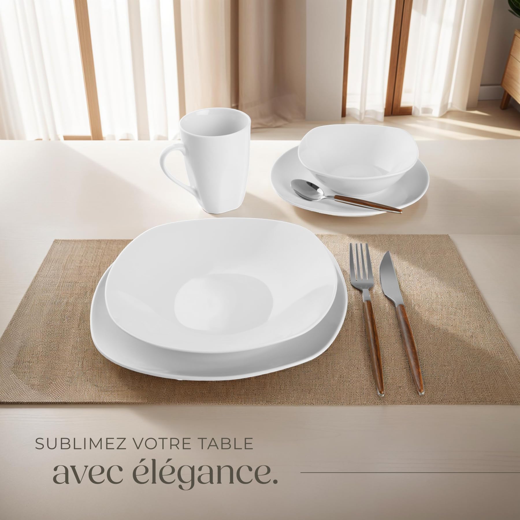 tectake® Service de table 12 personnes Vaisselle et arts de la table 100p. avec Assiettes creuses assiettes plates assiette à dessert coquetiers bols tasses saladier Coupelle soupe Lot assiette