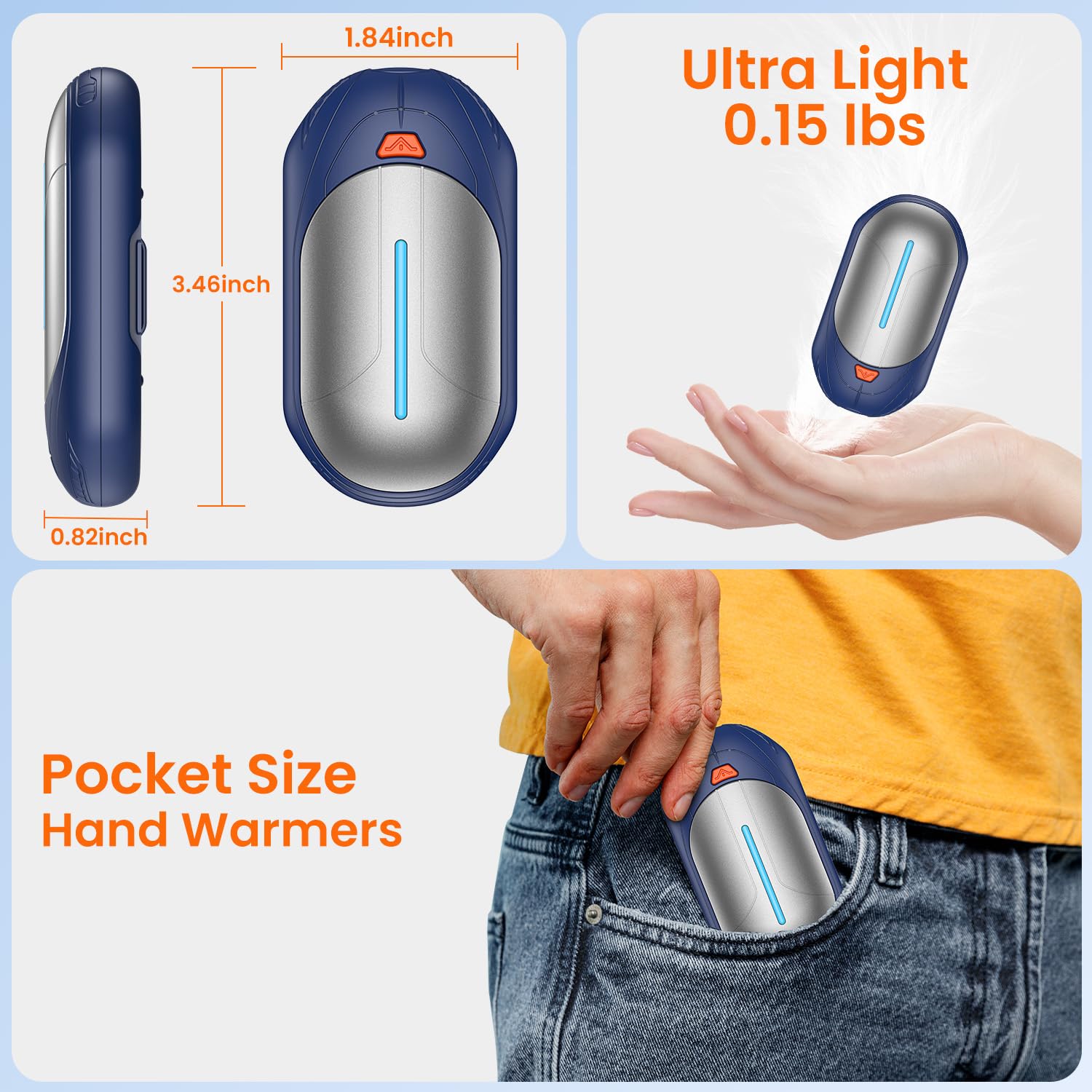 Scaldamani Elettrico Ricaricabile 2 In 1 - 6000mAh, 3 Temperature, Portatile Per Sci, Ufficio, Regalo - Foto 2