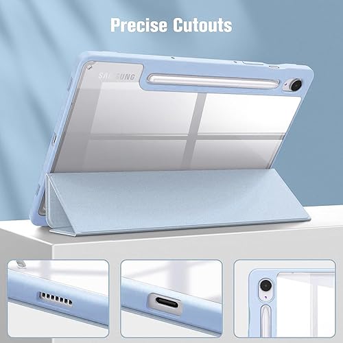 Miniatura 6 de Funda para Galaxy Tab S9/S10 Ultra 14.6, carcasa trasera transparente dura, parachoques de TPU suave flexible con soporte para bolígrafo, funda Azul
