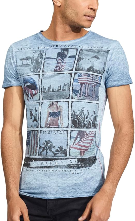 Trueprodigy Casual Mens Brand Logo T-Shirt With Cool and Stylish  (Short-Sleeved V-Neck Top \u0026 Printed Slim Fit Shirt for men, Colour: Blue  1062109 4014 : Amazon.de: Clothing