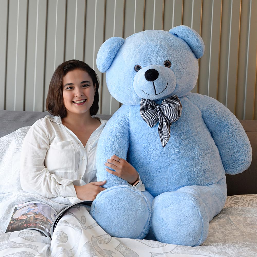 160 cm Dev Pelüş Papyonlu Ayı,Yumuşak ve Sevimli Büyük Boy Oyuncak Ayı,Sarılmalık Ayı,Papyonlu Ayıcık,Sevgiliye Hediye Ayıcık (Mavi)