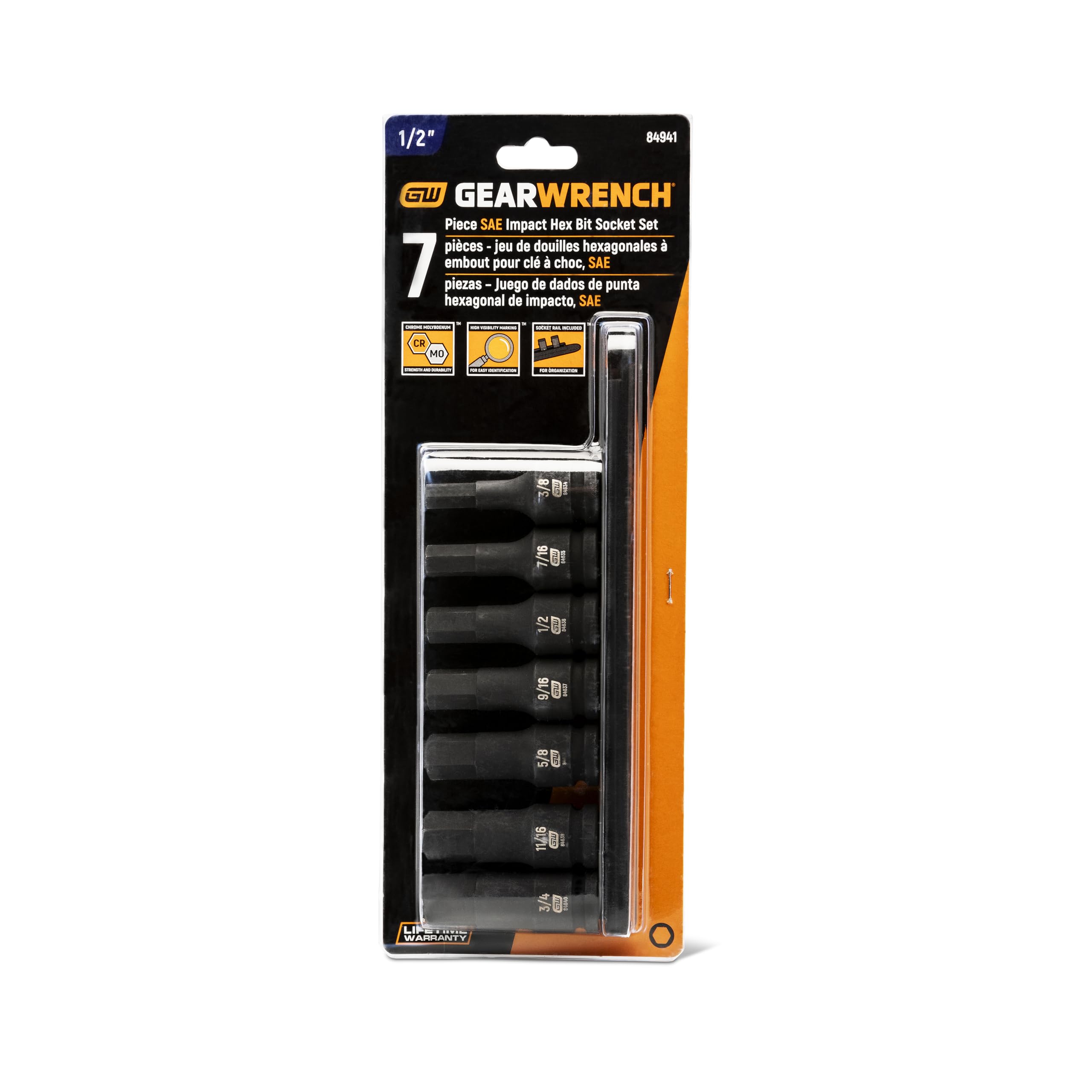 GEARWRENCH Stecknuss 3/4 Zoll – 1/2 Zoll Antrieb, Sechskant-Bit, Aus Chrom-Molybdän-Stahl, Schwarz