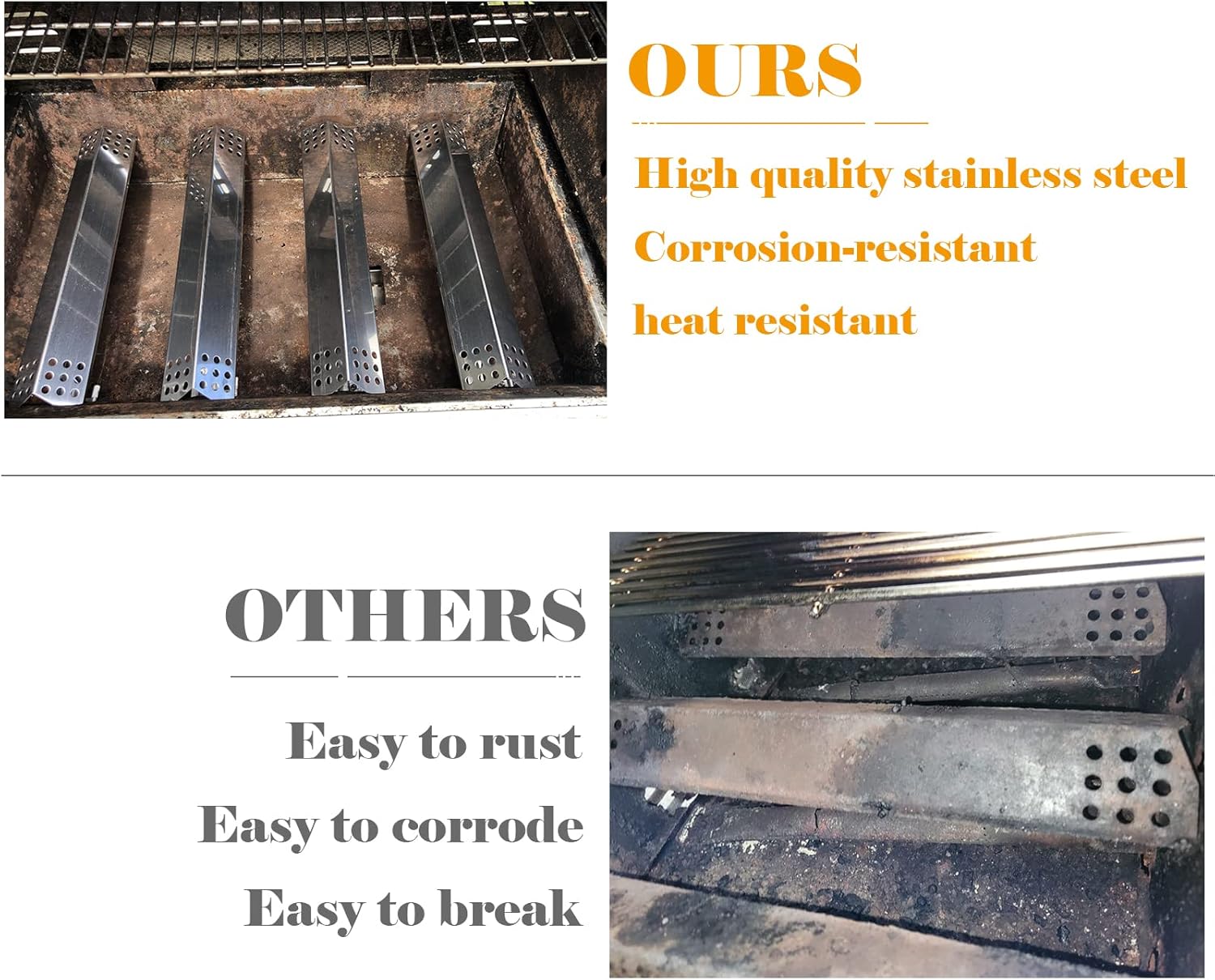 Grill Replacement Parts for Kitchenaid 720-0745A 740-0781 720-0733A Grill,BBQ Accessories for Nexgrill 720-0733 720-0709 720-0745 740-0780 Heat Plates and Burners,Stainless Steel