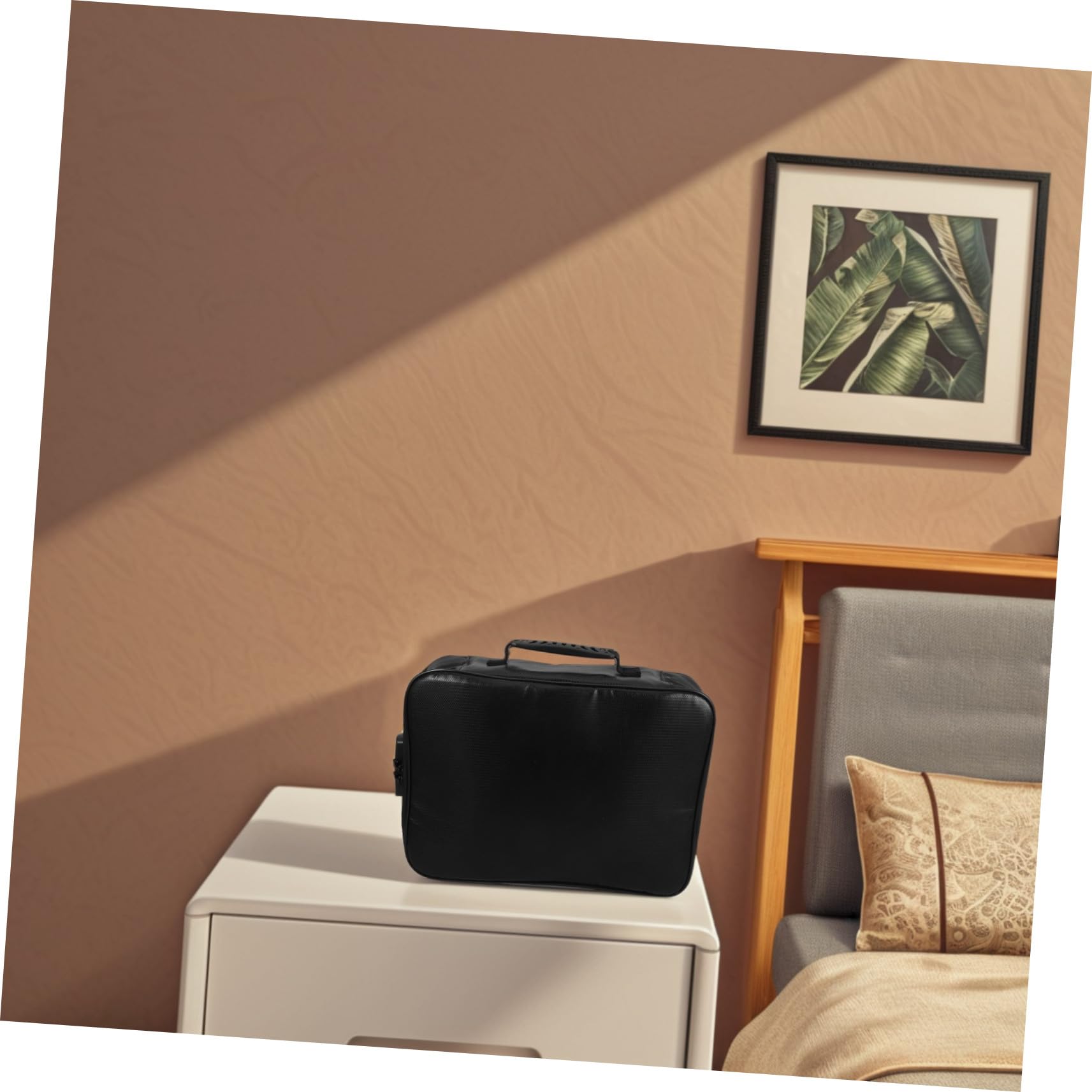 Feuerfeste Reisepasshülle mit Schloss und Griff, Mehrschichtig, Schwarz