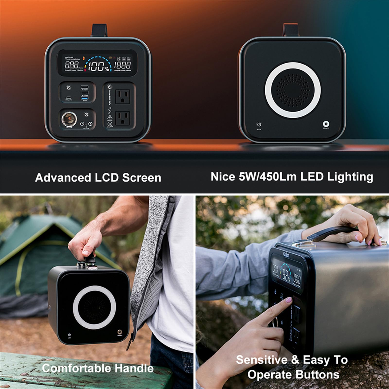 Centrale électrique Portable, Batterie 1000 Wh, avec 2 Prises Secteur 110 V/220 V 1000 W (surtension 2000 W), Charge Rapide, générateur Solaire (Panneau Solaire Non Inclus) pour al