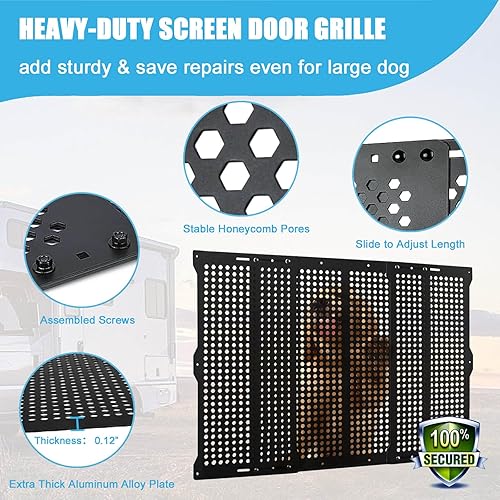 Miniatura 4 de Protector de puerta de pantalla para perros, protectores ajustables de aleación de aluminio para rejilla de entrada de caravanas, accesorios de