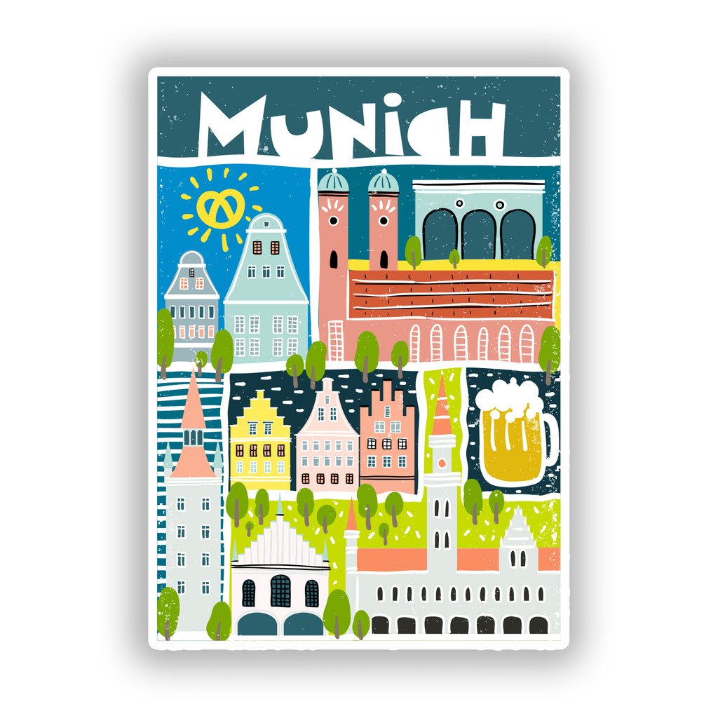 Destinationvinyl Multi 2 X 10Cm/101Mm Munich Vinyl Stickers Travel Luggage #10140