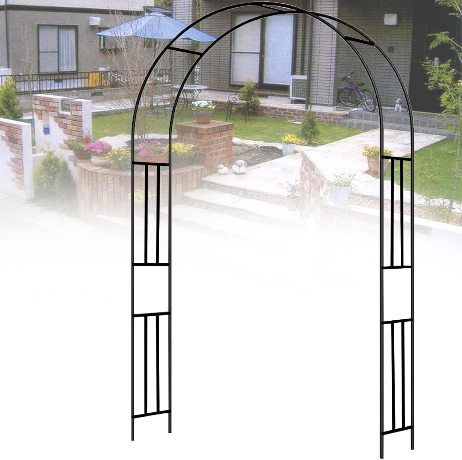 Plant Arch,Garden Arbor,Arch Trellis for Climbing Plants Vines Outdoor Garden Backyard Lawn Bridal Party Decor,Trellis Arch for Climbing Plants Outdoor,Black-3 * 2.4M (Rose 1.2 * 2.4M)