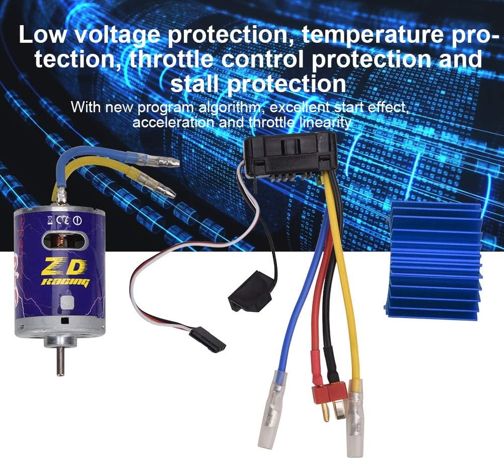 Durable 540 Brushed Motor 45A ESC Set Kit for 1 10 RC Buggy Truggy Truck Crawler 540 Brushed Motor ESC Set Brushed Motor (Blue)