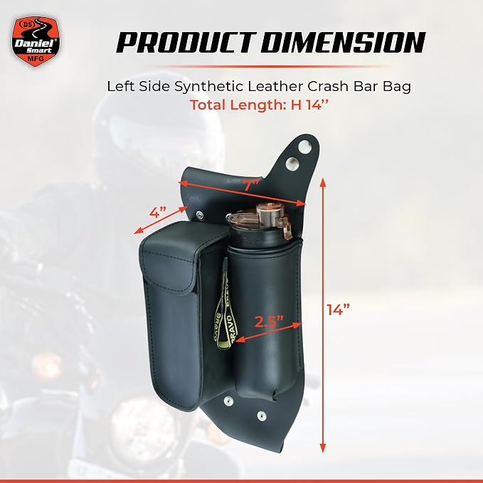 Bolsa lateral de cuero para moto con portabotellas lado derecho miniatura 6