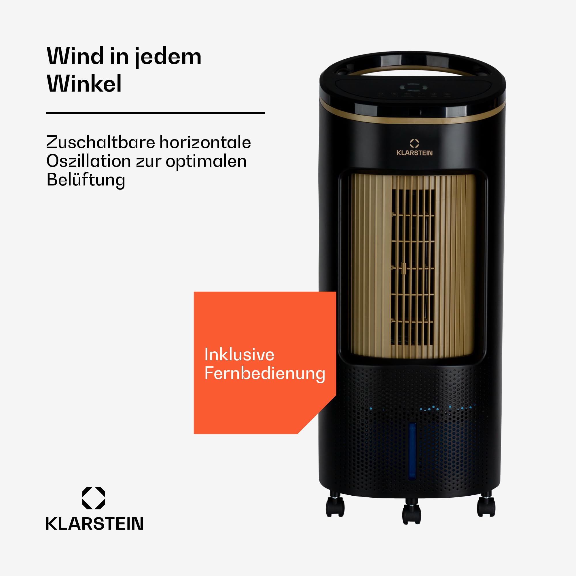 Klarstein Luftkühler mit Wasserkühlung, 4-in-1 Verdunstungskühler, Luftbefeuchter, Ventilator & Luftreiniger, Mobile Klimageräte, Luftkühler mit App-Steuerung & Nachtmodus, Leiser Air Cooler