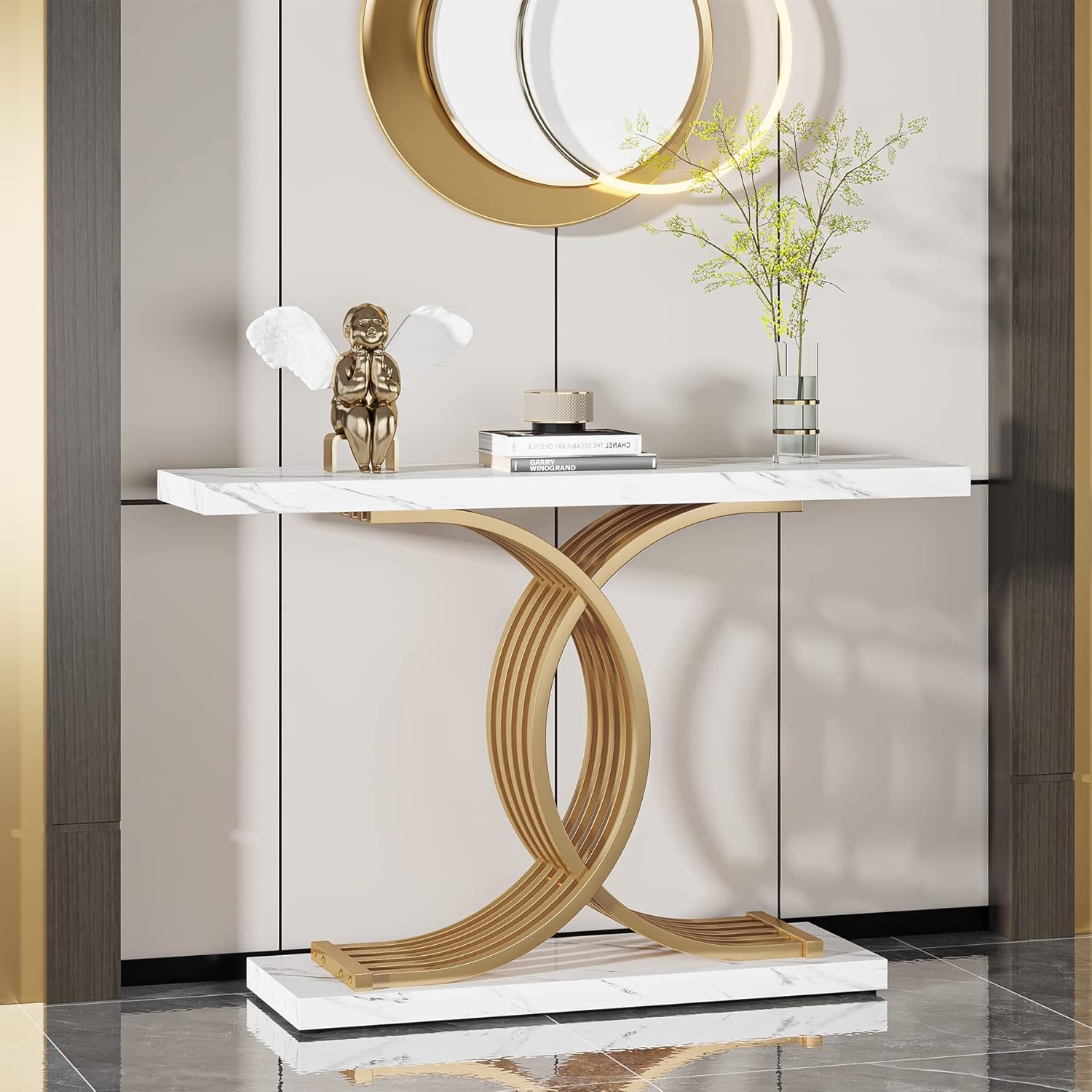 Tribesigns Gold Console Table, Modern 39-Inch Entryway Table Accent ...