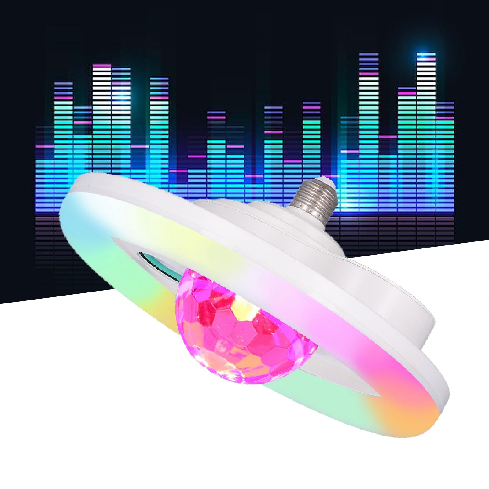Lampadine magiche Bluetooth con Altoparlante, Luce da soffitto Intelligente 48W E27 RGB LED Luce Musicale con Telecomando - Ideale for Decorazioni Natalizie di Halloween
