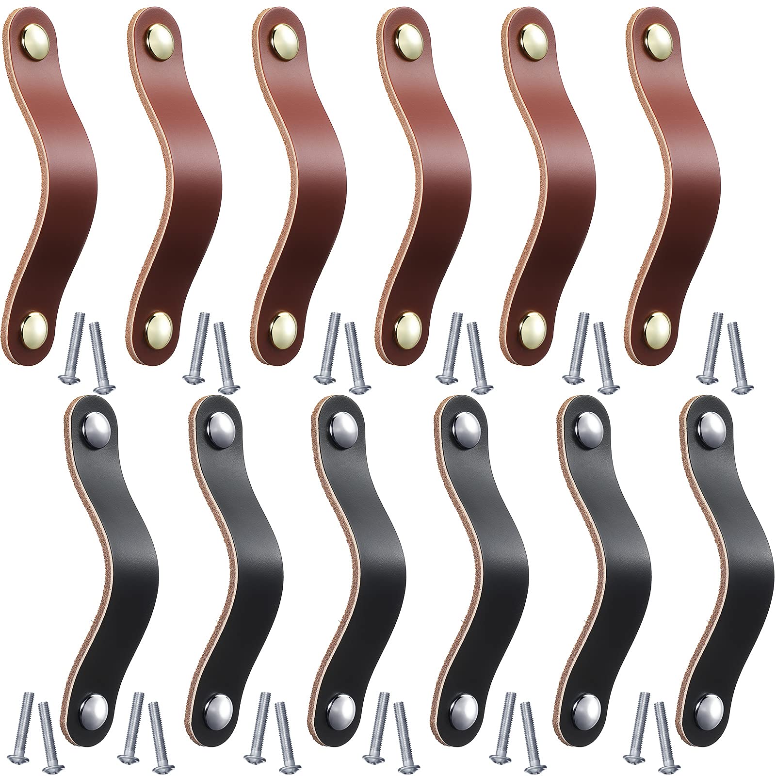 Buy 12 Pieces Leather Drawer Pulls Dresser Knob Pulls Leather