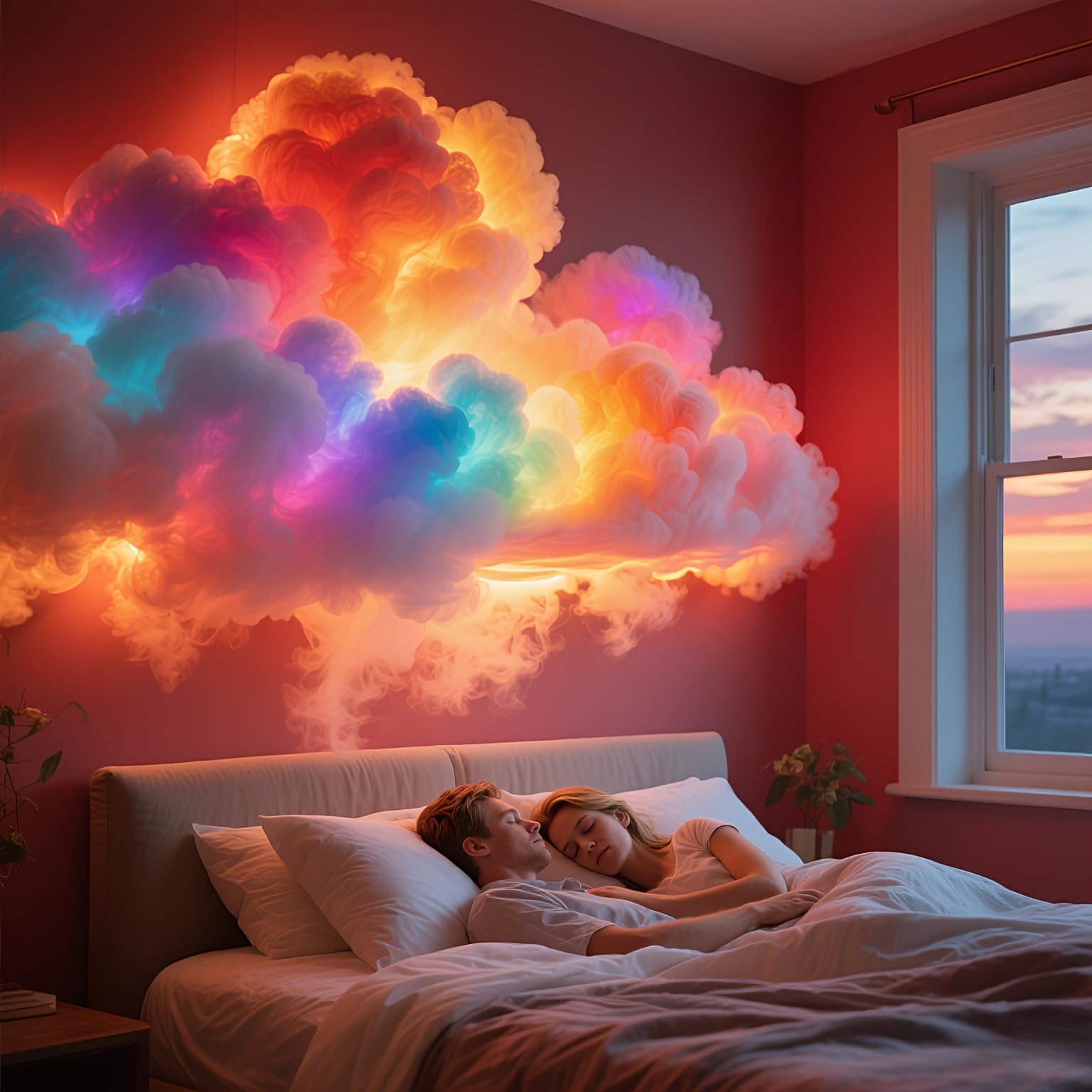 Générique Veilleuse Nuage LED 3D Orage - Lampe de Plafond Connectée RGB avec Synchronisation Musique - Nuage Lumineux DIY pour Décoration Chambre, Gaming Setup et Salon (LED400CM)