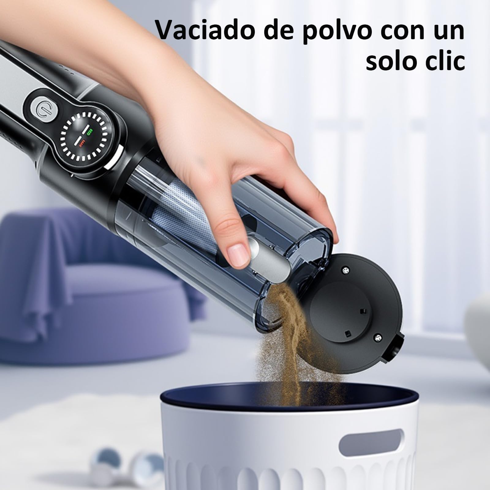 2 En 1 Aspirador de Mano Potente y Soplador Aire Comprimido, 17000Pa Aspiradora sin Cable Coche, Descarga de Polvo Automática con un Toque, 2 Niveles, Ideal para Pelo de Mascotas, Coche, Hogar