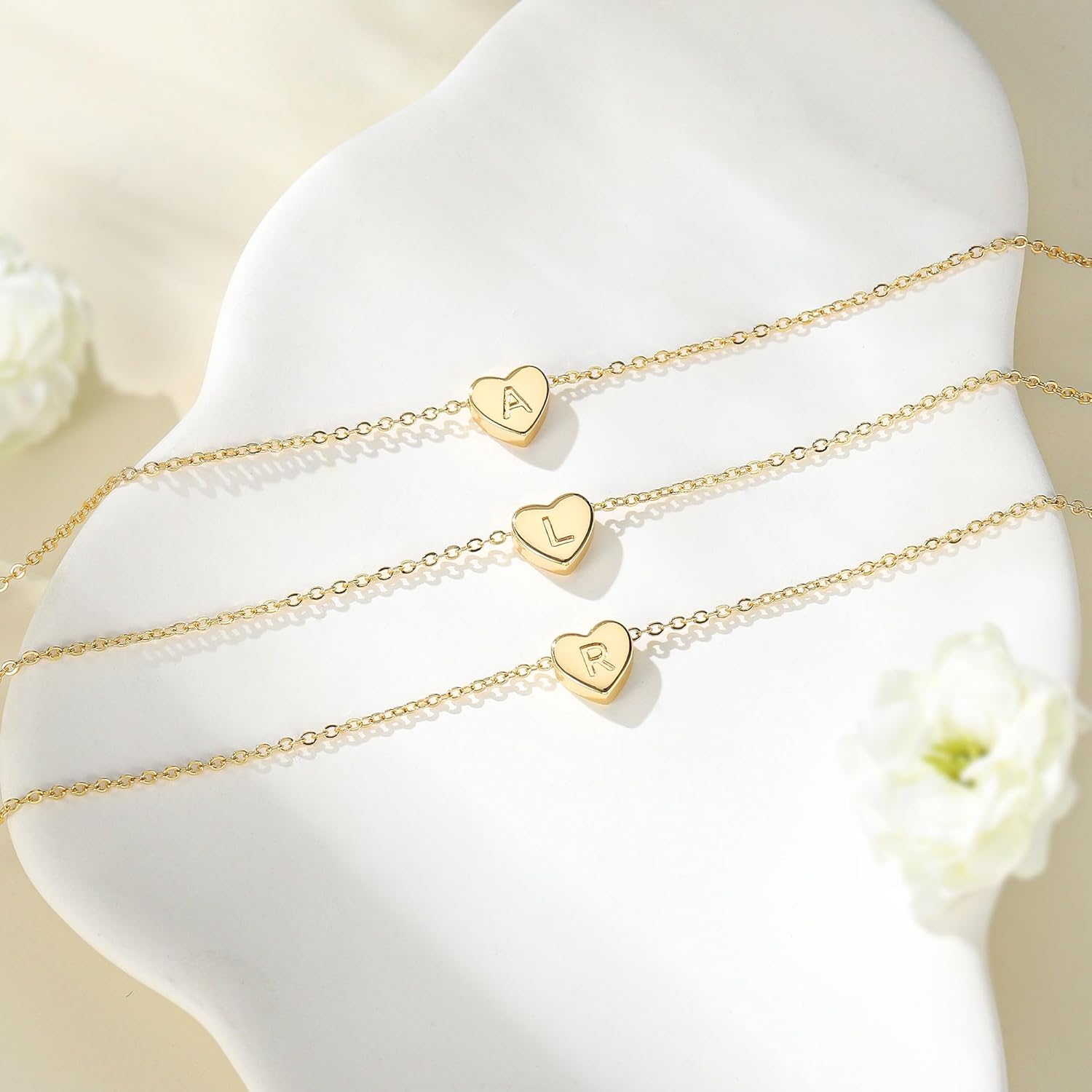 Turandoss Heart Initial Necklaces for Women Jewelry Gifts - 14K Gold Filled Heart Initial Necklace Personalized Letter Necklaces for Women Tiny Letter Necklace for Girls Jewelry Gifts - Image 5
