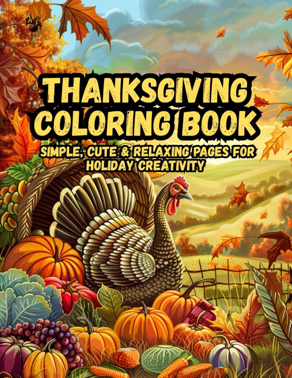 Thanksgiving Coloring book: Simple, Cute & Relaxing Pages for Holiday Creativity | Cozy Fall Activity Book