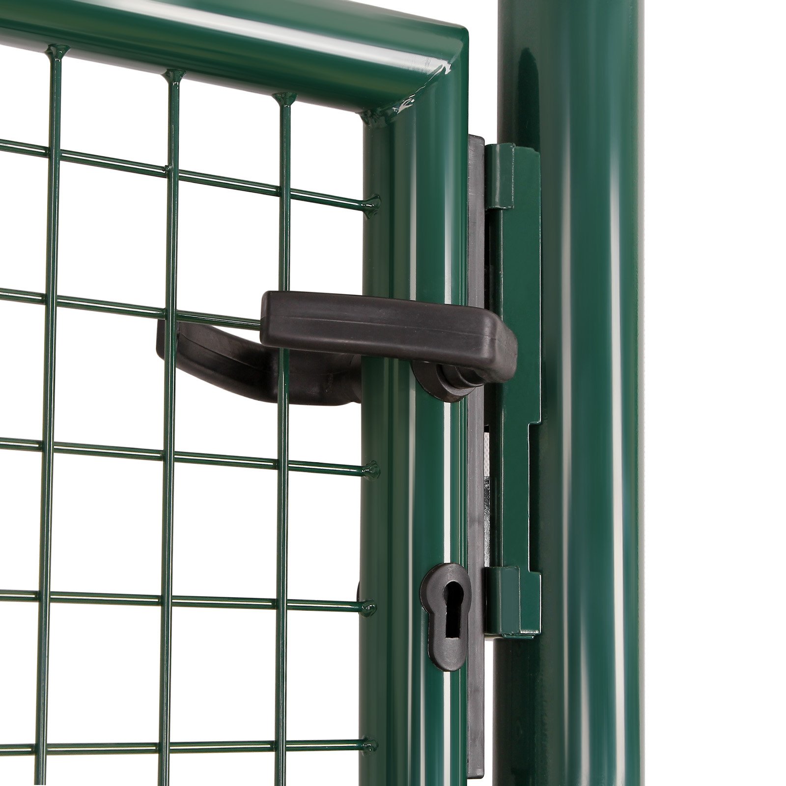 SONGMICS Cancello da Giardino, Cancelletto da Giardino, Acciaio Zincato con Serratura, Porta di 87 x 90 cm, Cancello per Recinzione, 106 x 90 cm (L x H), Verde GGD150G
