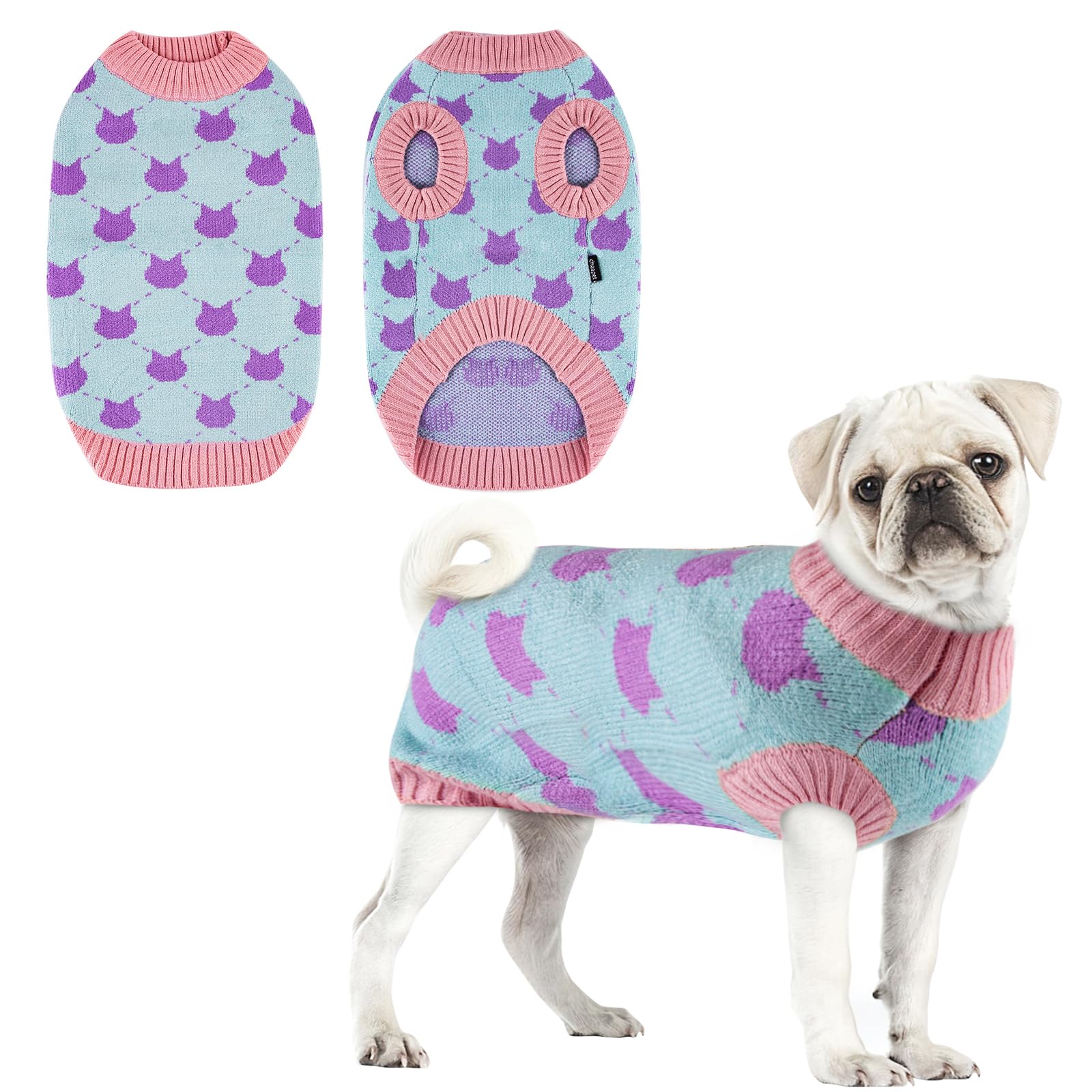 badaren Abrigo de Punto para Perros, Cómodo Perro Pequeño, Mantener Caliente Ropa Perro Mediano, Lindo Jersey Perros Pequeños, Belleza Dog Hoodie para Perro Salchicha, Bulldog, Chihuahua (L)