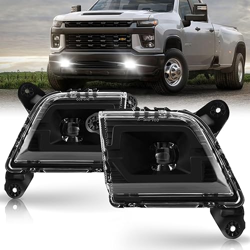 SINYATO INDUST Faros antiniebla LED para Chevrolet Silverado 1500 2500HD 3500HD con lente transparente, kit de montaje de lámparas antiniebla