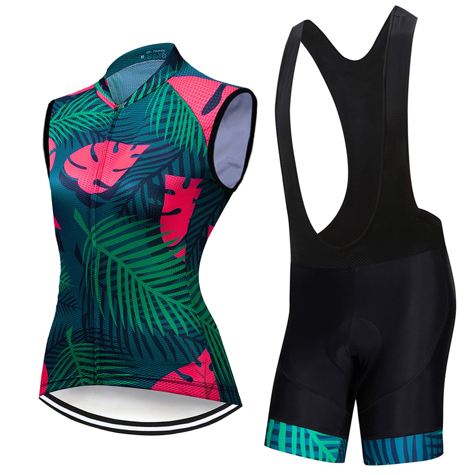 Ropa Ciclismo Mujer Maillot Ciclista Verano Conjunto Bici MTB Sin Mangas,Traje Bicicleta Chaleco Ciclo y Culotte Tirantes con 9D Gel Acolchado,Completa Jerseys Sleeveless Transpirable Secado Rápido