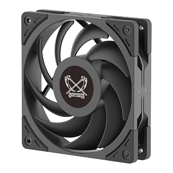 Scythe Wonder Tornado 120 PWN High-Performance Computer Case Fan,120mm x 25mm, Fluid Dynamic Bearing, 4-Pin Connector 2000RPM Black, 1