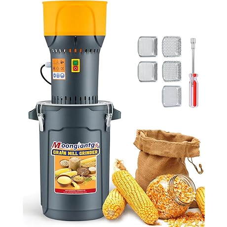 Moongiantgo Feed Grinder with 25L Bucket Capacity Electric for Dry Cereals Grains and Corn