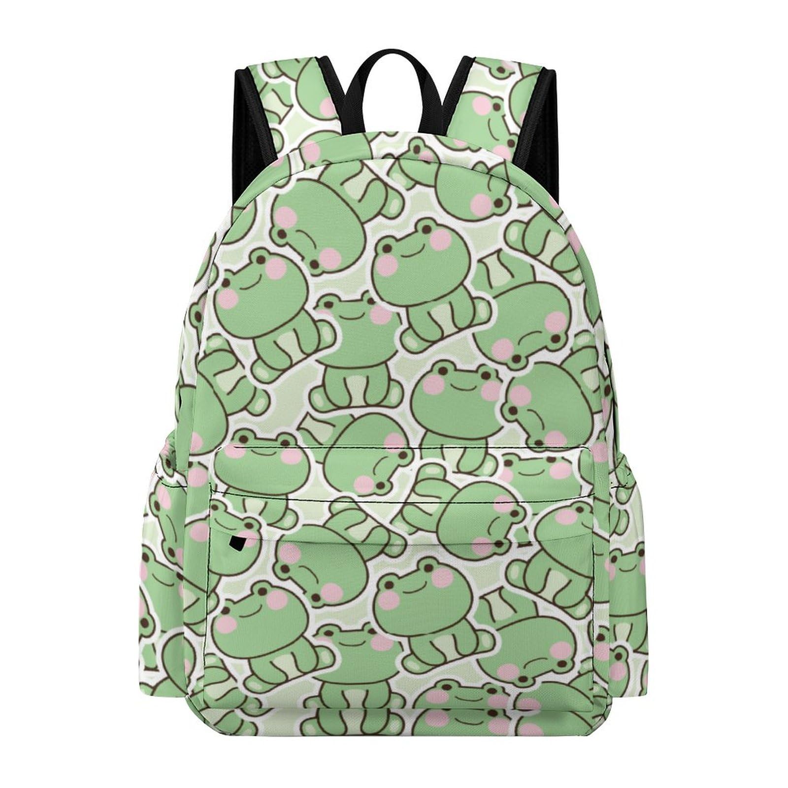 CobCub 17 Inch Backpack For Women Men Frog And Lotus Leaf Large Travel Backpack Bag Cute Portable Laptop Backpack