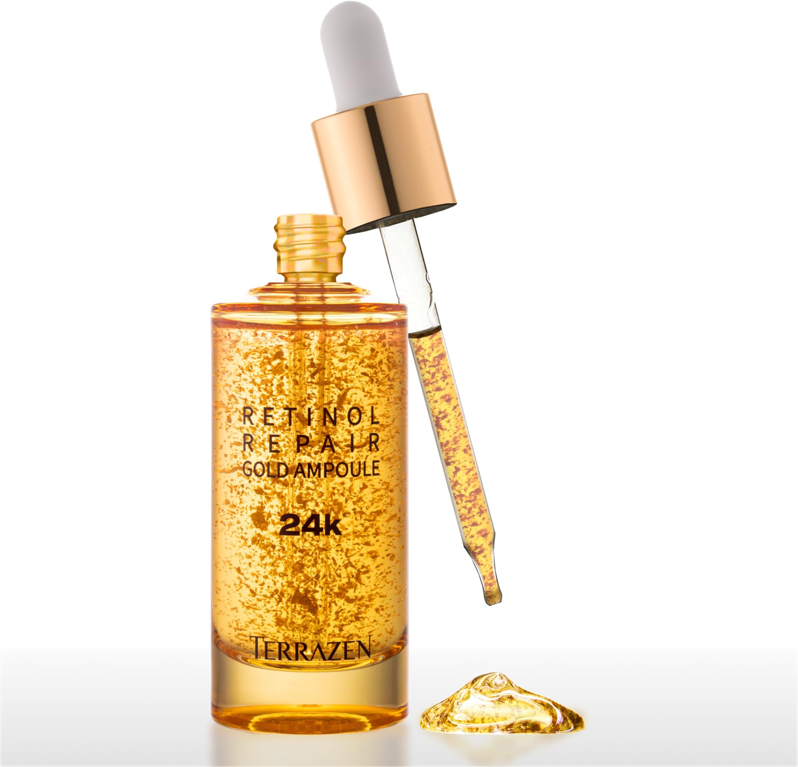 TerrazenKorean Retinol Repair Ampoule 24k Gold Moisturizing Face Serum 50ml - Skin Care Anti Aging & Wrinkle Facial Serum with Peptides, Adenosine - Brightening, Hyperpigmentation Face Treatment