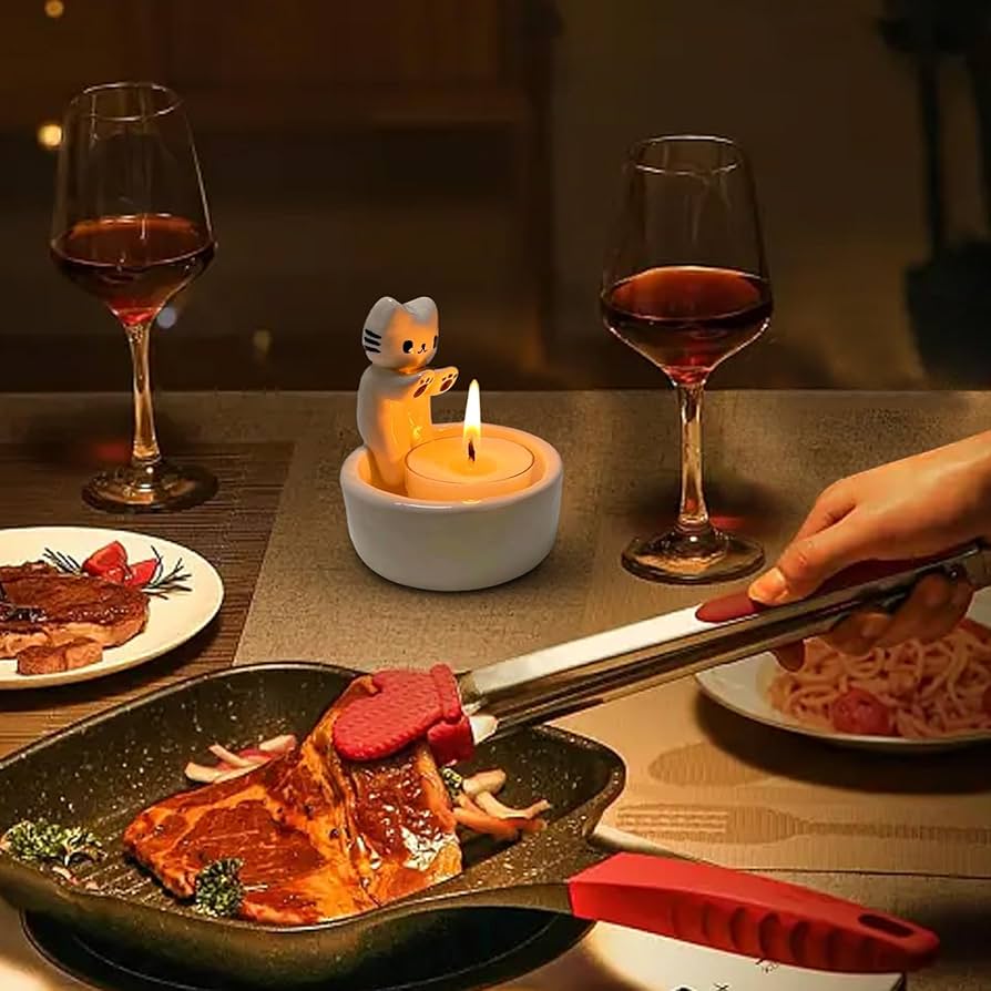 Amazon.co.jp: 猫キャンドルホルダー、愛らしい猫の燭台、猫の足