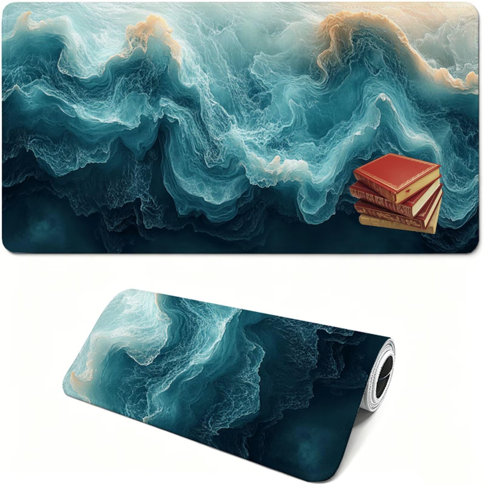 Podkładka pod mysz do gier XXL,900x500x3mm niebieska podkładka pod mysz, duża podkładka pod biurko ze specjalną powierzchnią poprawia szybkość i precyzję, wodoodporna podkładka pod mysz krajobraz na