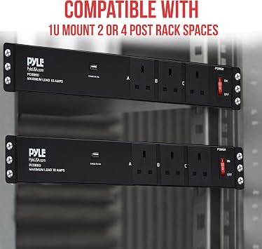 Pyle Pdu Rack Mount, 15-Outlet 1U Rack Mount Power Strip with USB Charging Port, PDU Power Distribution Unit, Ground Lift, Circuit Breaker, Front and Rear Outlets, Home Upgrades