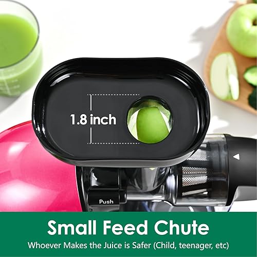 Miniatura 7 de Exprimidor de masticación lenta, exprimidores de prensa fría Brecious con 2 modos de velocidad y motor silencioso, exprimidores de verduras y frutas