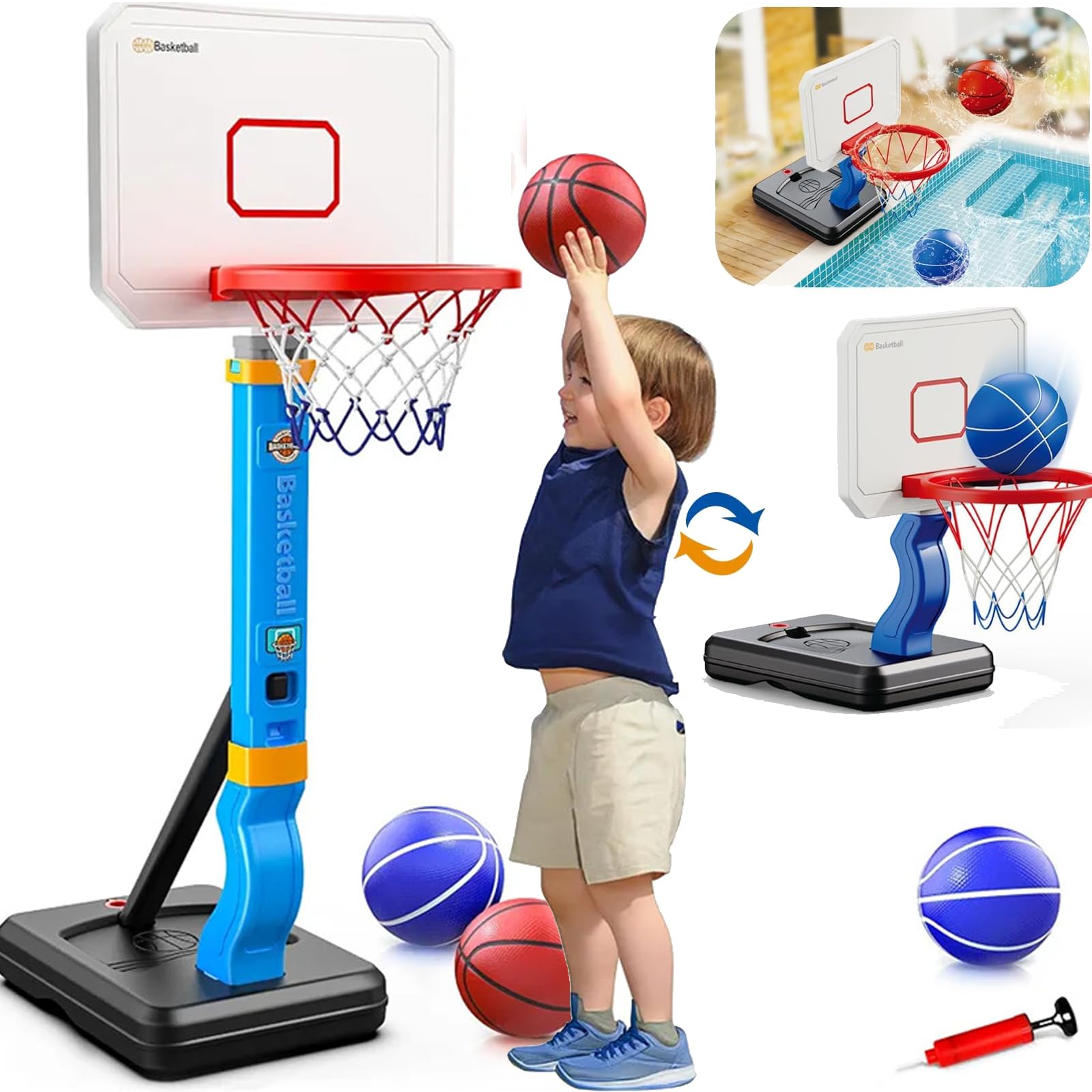 Indoor Basketball Hoop Set for Kids - Counting Machine Balls & Complete Basketball Set- 17.7" x 13.8" Cartoon Mini Basketball Hoop Gift for 3 Year Up Children