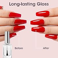 Vista 4 de GELLEN Esmalte de uñas transparente para capa final, esmalte de uñas brillante y regular, fórmula de calcio fortalece las uñas, secado rápido al