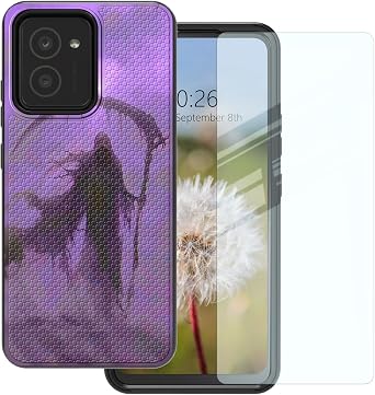 for HMD Vibe Phone Case with Tempered Glass Screen Protector, Soft TPU All-Inclusive Protective Case Hard PC Armor Panel Dual Layer Structure Protection, Grim Reaper with Scythe