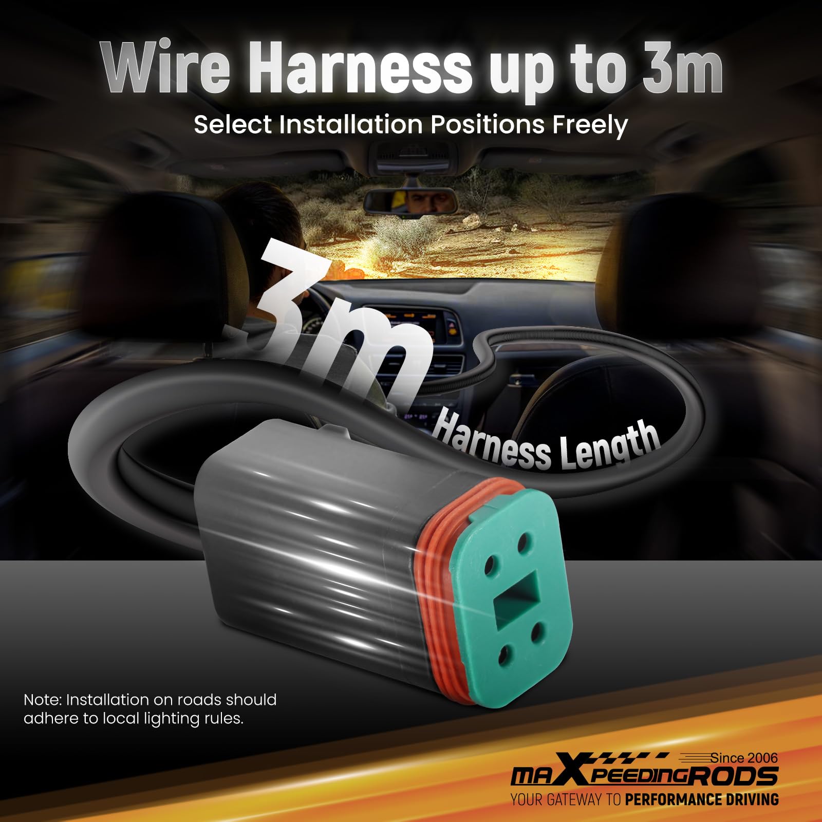 maXpeedingrods 2 x reflektor offroadowy 3,5" 160 W, 19200 lm, listwa świetlna LED z reflektorem bocznym 270°, bursztynowe/białe światła do jazdy dziennej do jeepów, SUV, pickupów, ATV, ciężarówek