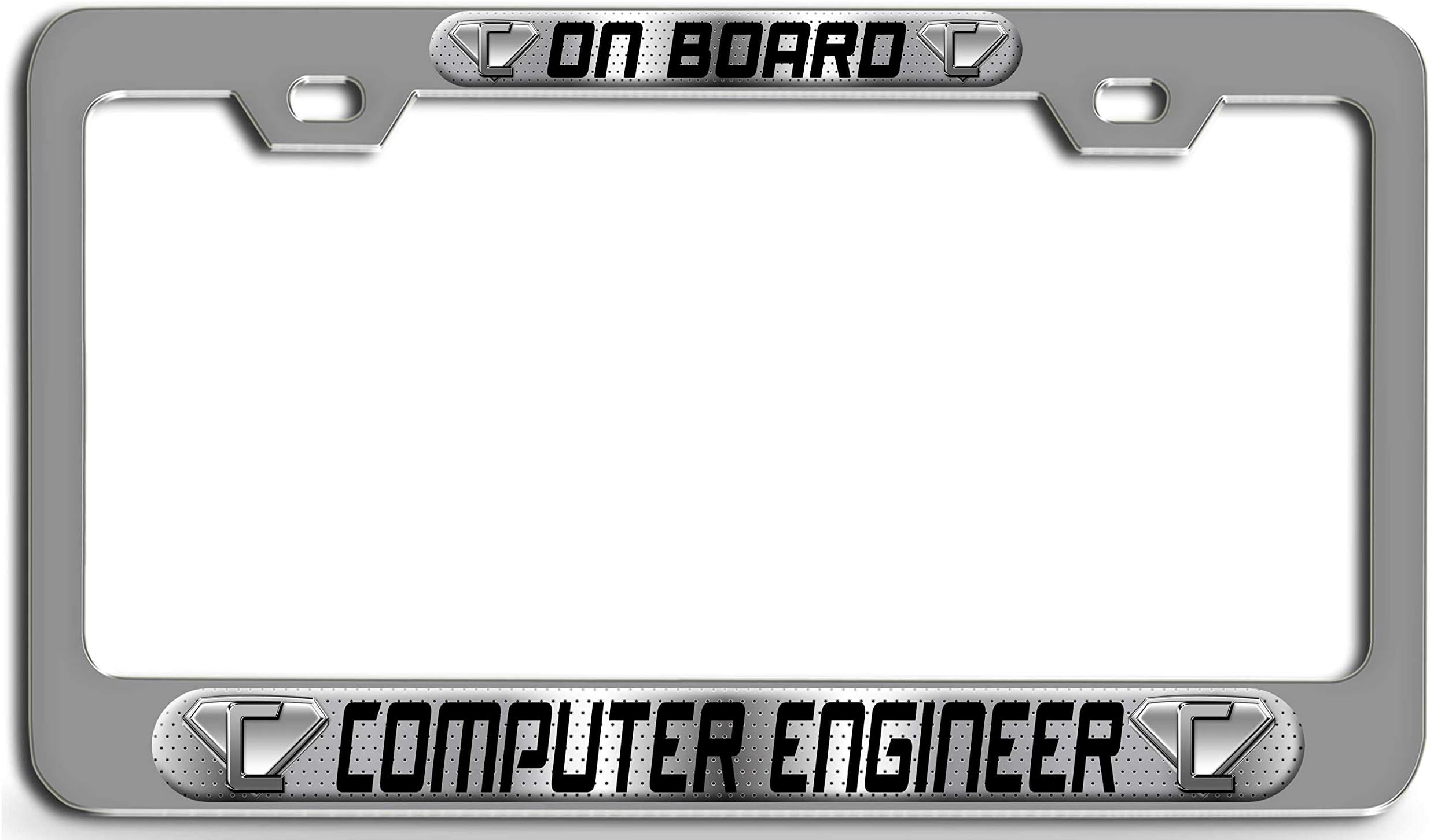 Makoroni - Computer Engineer ON Board Career Ch 3D Metal License Plate Frame Auto SUV Truck Tag Holder, #l66