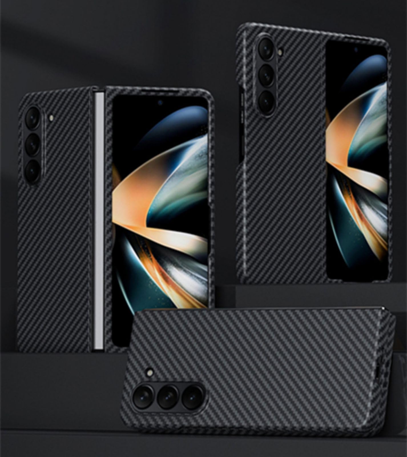 Custodia per Galaxy Fold5 Cover Fibra Carbonio,Ultra Light Pelle Sottile Custodie Bumper Case per Samsung Galaxy Z Fold5(1)