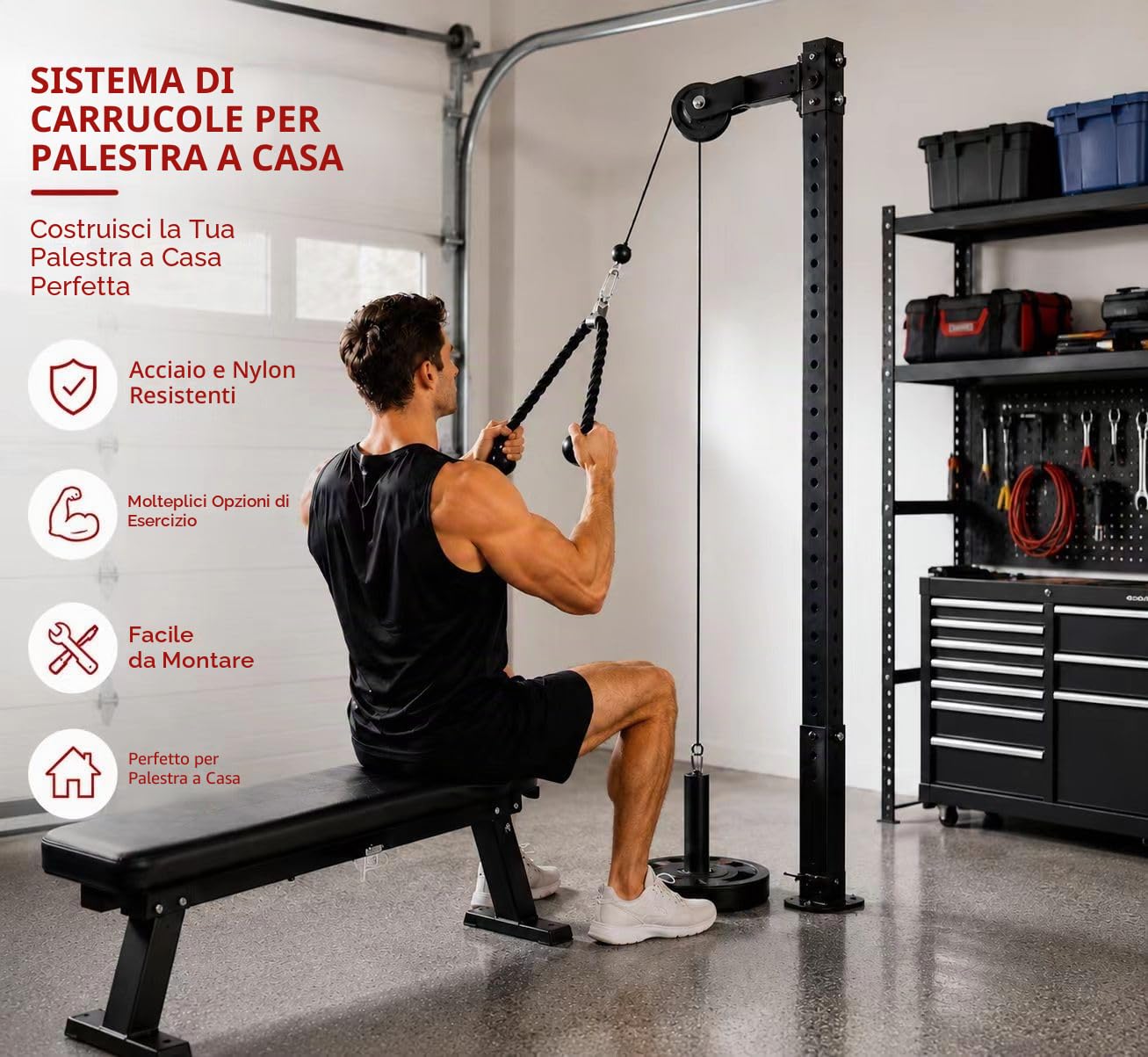 Carrucola Palestra,Sistema di puleggia da Palestra, LAT Pull Down per allenare la Forza del Braccio, puleggia per Il Sistema di Fissaggio della Macchina per la casa, Palestra e Allenamento