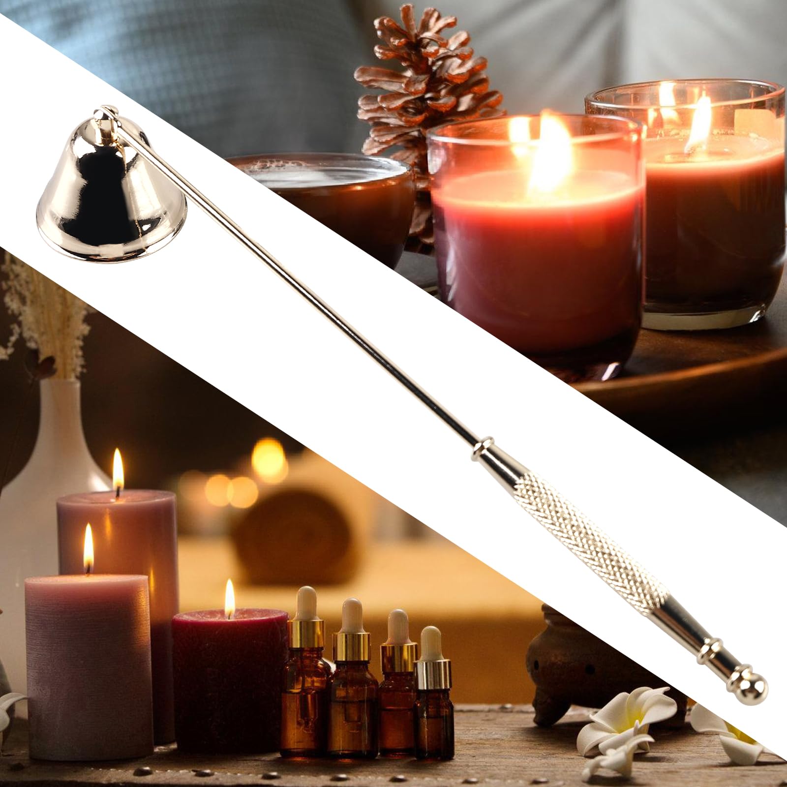 BORDEAG 3 Piezas Apagador de Velas de Acero Inoxidable Candle Snuffer con Mango Largo, Campana para Apagar Velas Decoración