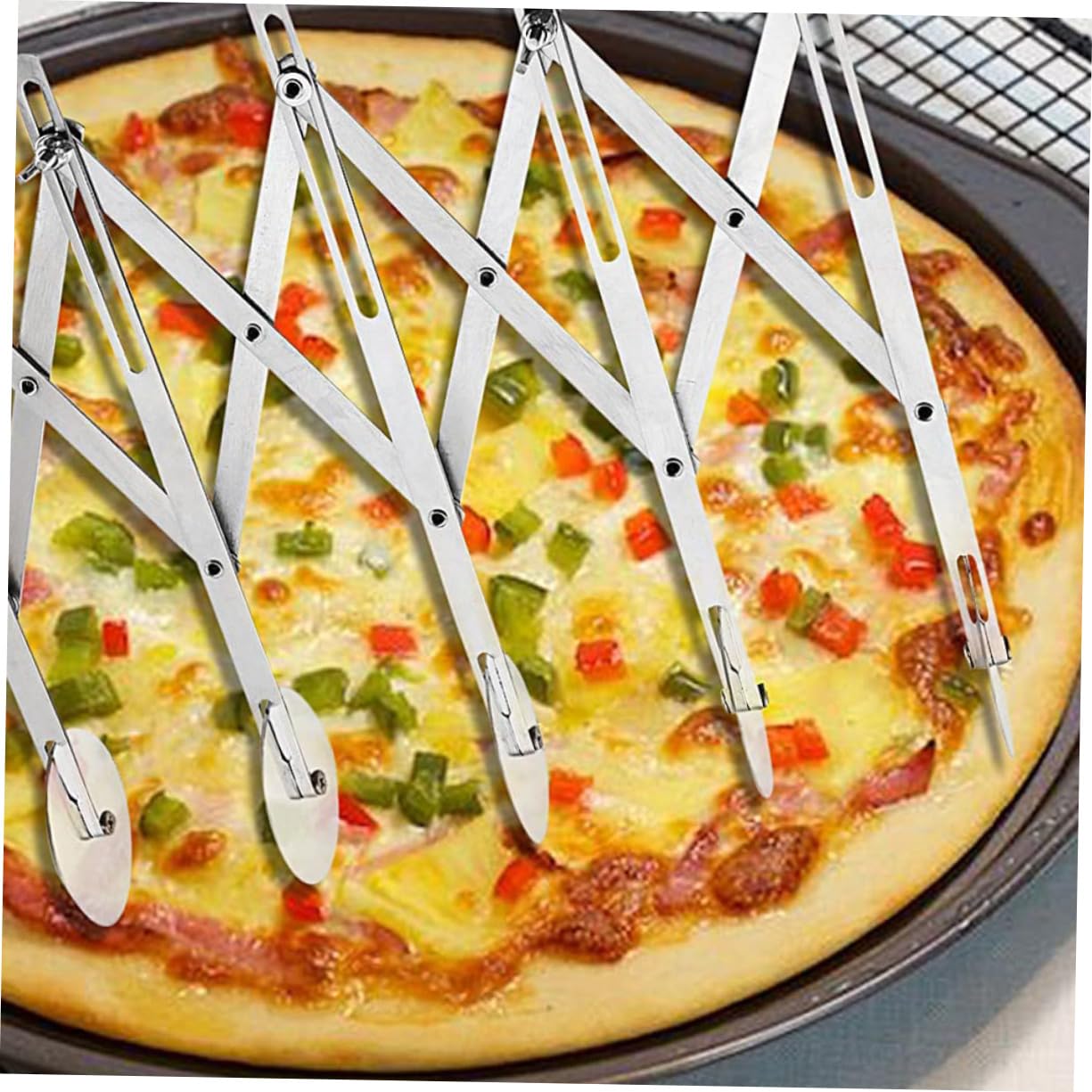 Cortador de Pizza de Acero Inoxidable Ajustable de 5 Ruedas
