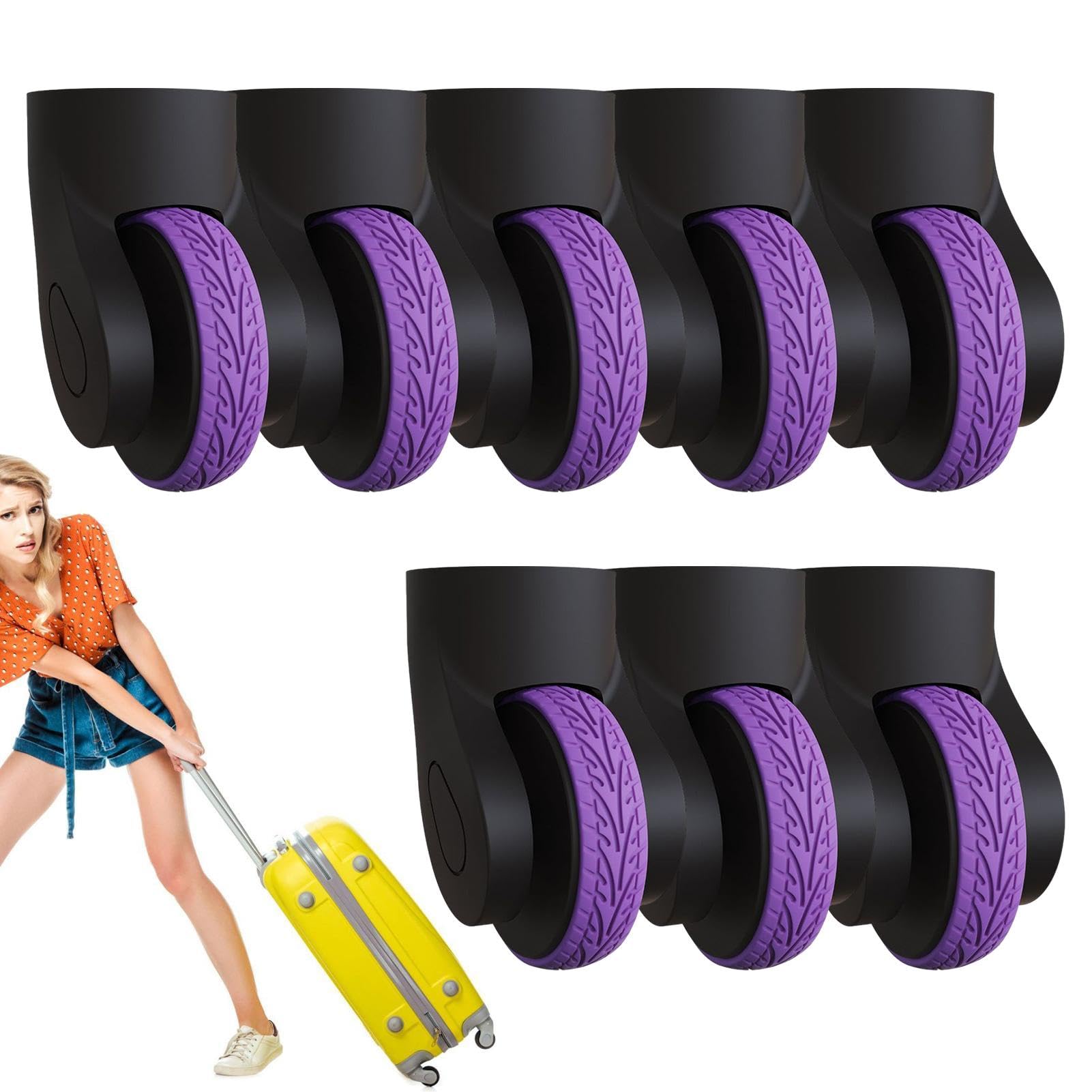 Protezione ruota bagaglio copriruota ruota bagaglio copertura ruote in | silicone 8 pezzi copertura protettiva in silicone per ruota filatore bagagli da viaggio, viola., Se référer au