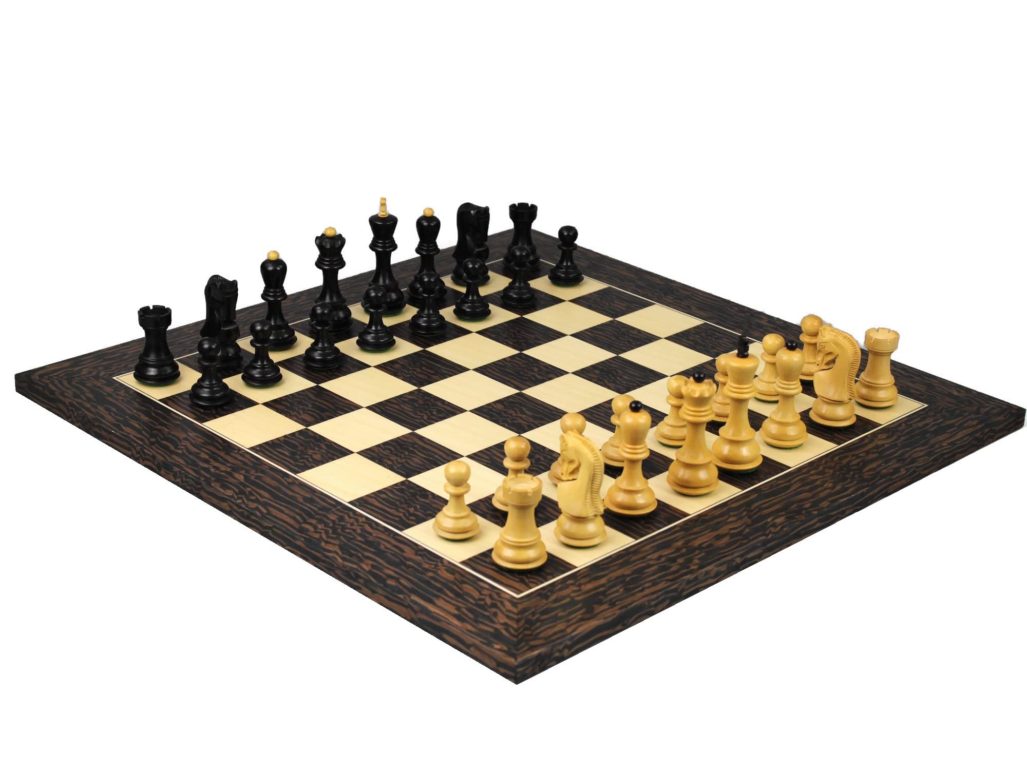Set di scacchi in legno Tiger Ebony Board 20 pollici ponderato Ebanizzato Zagabria Staunton Pezzi 9,75 pollici